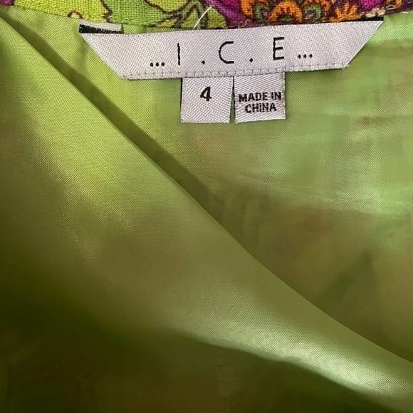 I.C.E. Green Floral Pleated A-line Skirt Size 4 - Picture 5 of 8